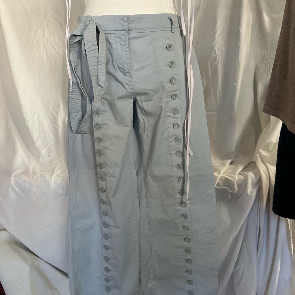 Light Gray, more of a light powder, blue color.Button-Detail Pants